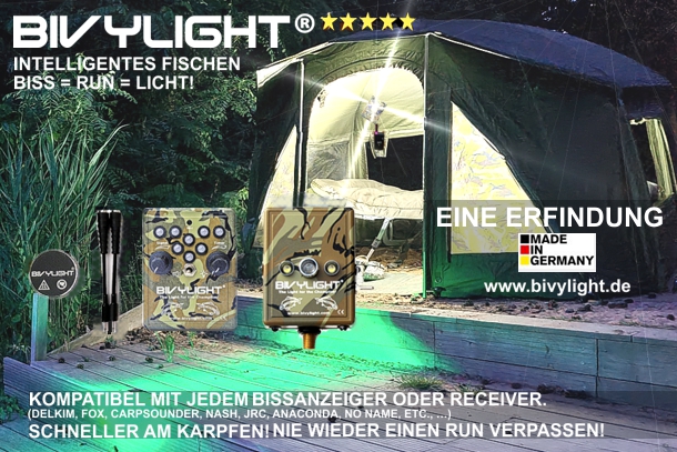 Bivylight® MADE IN GERMANY! LED BIVYLIGHT für Karpfenangeln kompatibel mit jedem Bissanzeiger/Receiver egal ob im Bivvy, Angelplatz oder am Rod Pod.